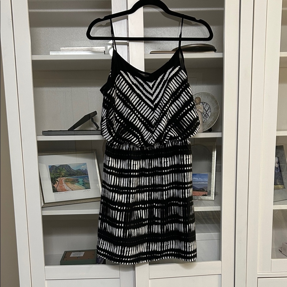 Express Black & White Striped Chevron Mini Dress